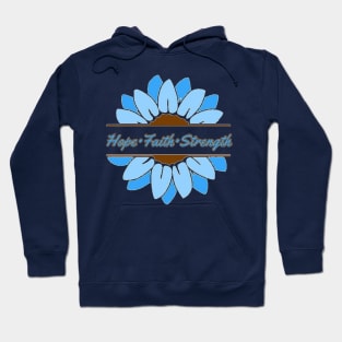 Light blue sunflower Hope Faith Strength Hoodie